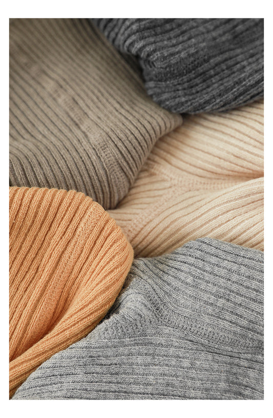 Pure Cotton Ribbed Tights, Dark Grey